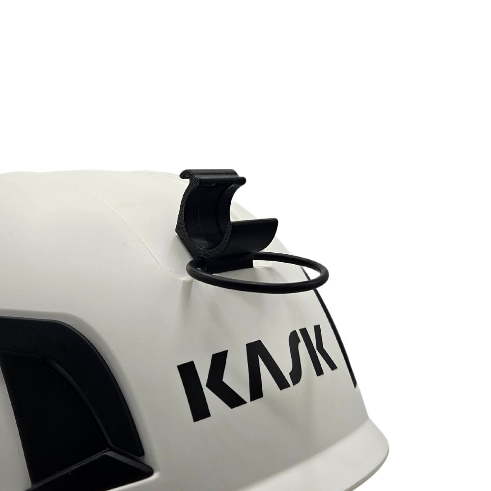 Headlamp Mount with Safety Lock for Kask Helmets, ideal for industrial and construction use.
